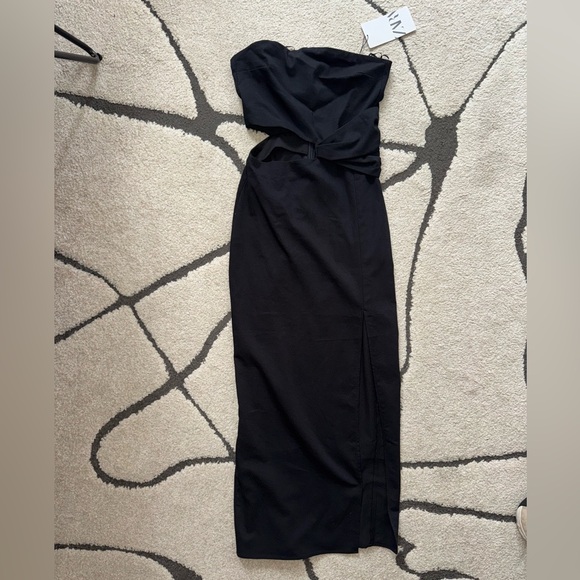 Zara Black Strapless Midi Dress - Picture 5 of 8